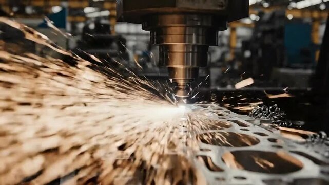 Milling machining cnc metalwork metal sparks industry factory manufacturing engineering production process