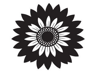 Sunflower icon vector illustration solid black on a white background