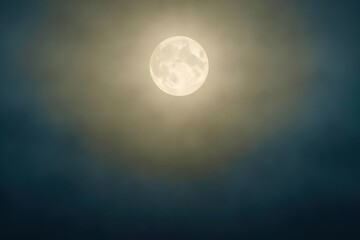 A large moon is in the sky