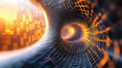 Digital network tunnel creating futuristic data connection