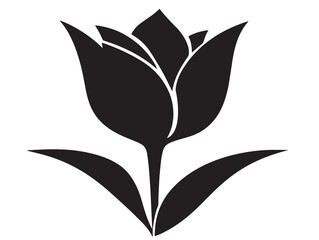 Tulip icon vector illustration solid black on a minimalist white background