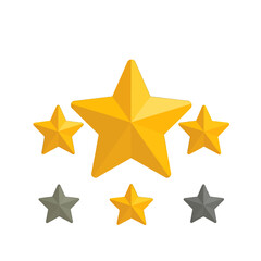 Obraz premium Golden Star Rating Symbol Set Against a Clean White Background Decorative Graphic Design