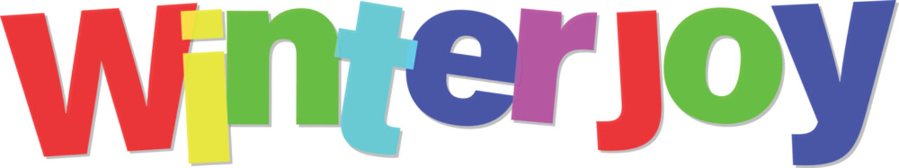 Colorful Winterjoy Text Banner Promoting Winter Season Fun and Happiness