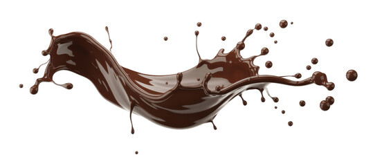 chocolate splash on transparent background, 3d rendering