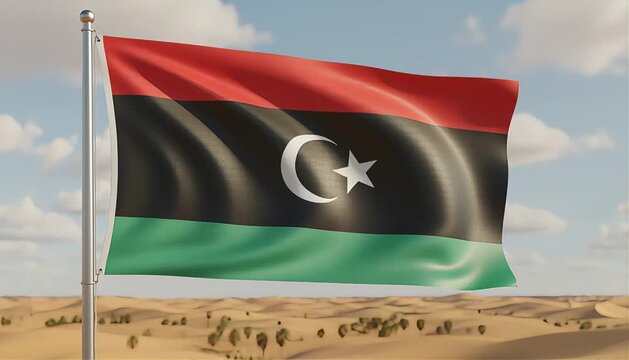 Cinematic Waving Flag of Libyan Photoreal Animation
