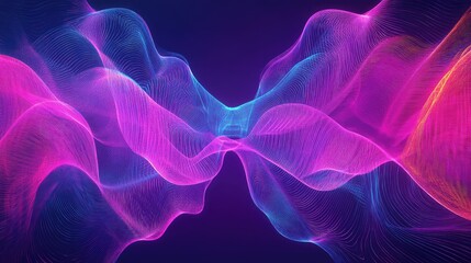 Abstract glowing waves forming a vibrant, futuristic digital stream