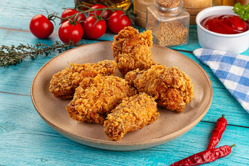 Golden crispy fried chicken wings
