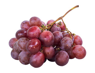 bunch of fresh red grapes isolated on white