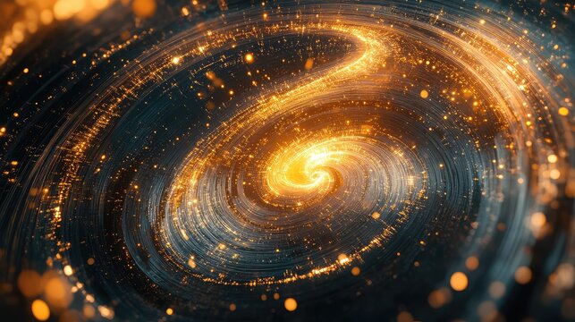 Golden spiral vortex of shining particle light data flow