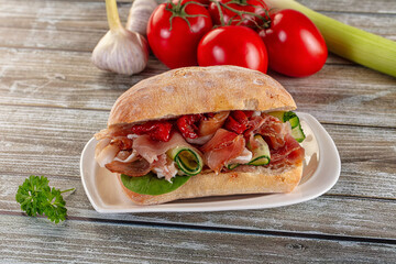 Ciabatta with cured parma and tomato