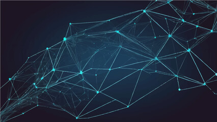 Abstract blue technology background with wave lines, vector illustration of digital network design