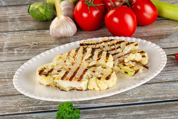 Vegan grilled cauliflower cabbage steak