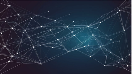 Abstract technology network background with glowing stars, lines, and blue digital pattern for communication and winter holiday design