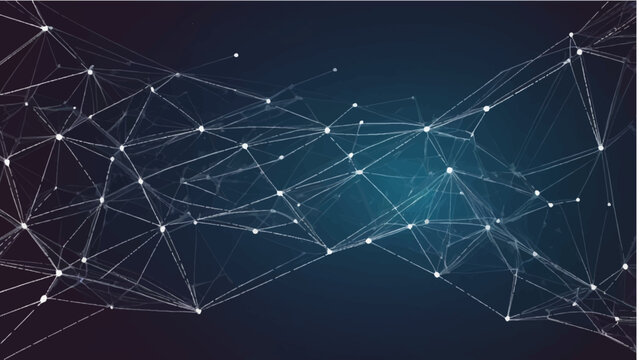 Abstract technology network background with glowing stars, lines, and blue digital pattern for communication and winter holiday design