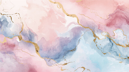 Abstract watercolor hand painted background with vintage map paper texture and colorful floral art design