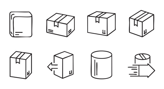 Shipping boxes set vector illustration of packaging parcel delivery service