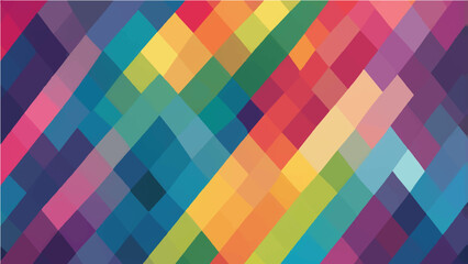 Seamless geometric vector pattern with colorful abstract triangle shapes and square mosaic style for trendy textile design