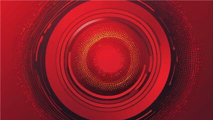 Red concentric circles form an abstract spiral pattern of light, color, and motion