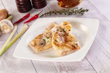 Fresh grilled calamari with herbs