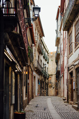 Cobblestone alley in the historic center of Porto, Portugal