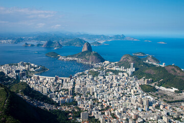 View of Rio de Janeiro, beaches, Urca, from Corcovado Mountain