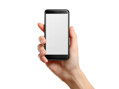 Person holds smartphone with blank screen, showcasing modern device hand. image conveys sense of technology and communication - Powered by Adobe