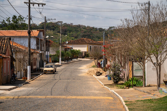 Beautiful view to local houses and street in Bichinho, Minas Gerais