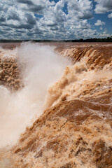 Beautiful view to Iguaçu Falls waterfalls and green rainforest