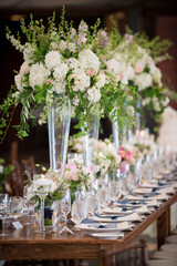 Tall Floral Centerpieces at Elegant Newport Wedding Reception
