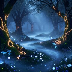 Mystical Healing Forest at Night
