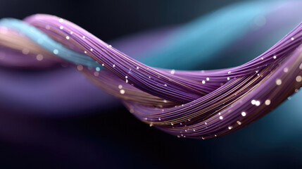 Abstract digital DNA strand, glowing purple and blue fiber, futuristic biotechnology, science background, innovation concept