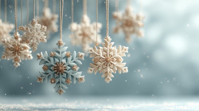 Soft geometric snowflake patterns in gentle arrangement