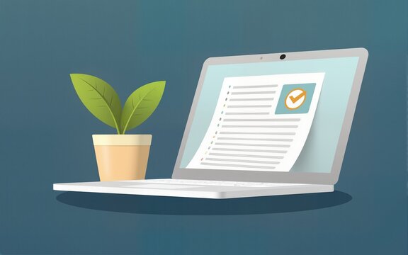 Online documents and digital forms are accessible using a laptop for efficient remote work and tasks management. High quality