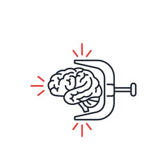 Brain in clamp as stress symbol &mdash; isolated on white background