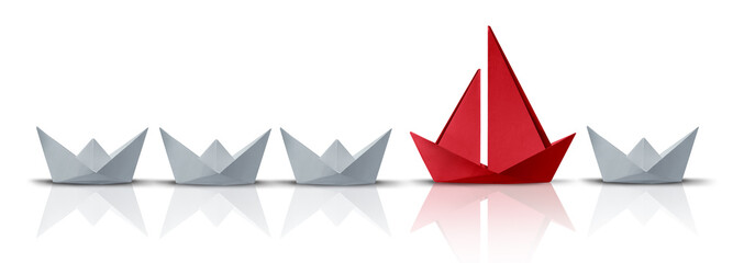 Leadership Beyond Ordinary as a group of ordinary paper boats and thinking out of the box as a game...