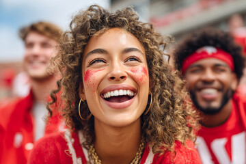 Cheering fans celebrate a thrilling moment at a stadium during a lively event Generative AI