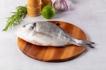 Raw fresh uncooked dorada fish