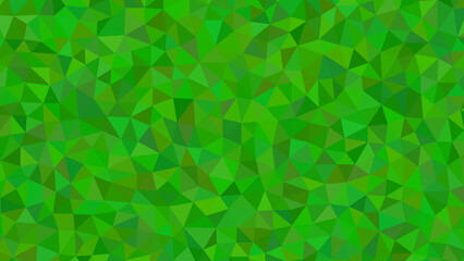 An abstract green geometric background featuring a mosaic of triangles creating a lush and vibrant pattern, ideal for contemporary designs