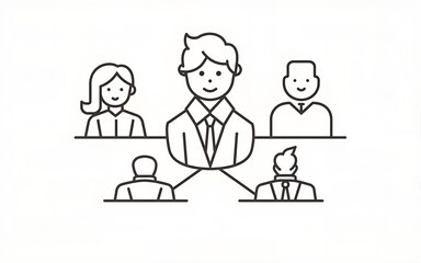 Corporate business minimal thin line icons. Related businessman, collaboration, communication, cooperation. Editable stroke. Vector illustration. High quality