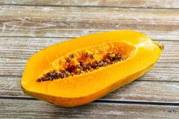 Ripe sweet papaya fruit slice