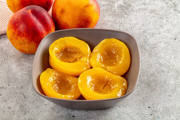 Sweet juicy canned peaches dessert