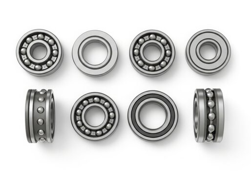 Collection of ball bearings isolated on white background
