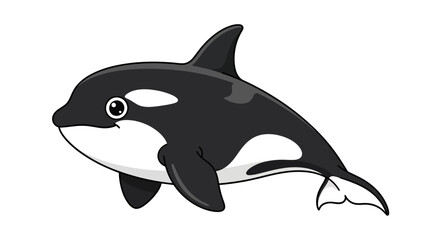 Fototapeta premium Cute cartoon killer whale swimming, isolated vector illustration