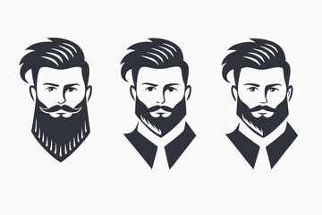 Three bearded men's portraits display various beard styles against a plain, clean white backdrop
