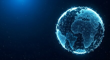 Glowing digital earth with network connections on dark background