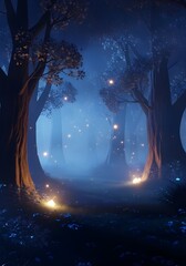 Mystical Healing Forest at Night
