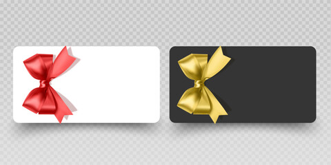 Blank Gift Cards and Vouchers with Red Ribbon Mockup Vector format