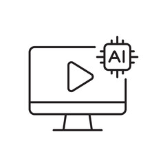 A vector icon representing AI-enhanced holiday video advertising, created in line style with editable stroke