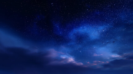 Fototapeta premium Starry night sky with bright stars and a faint Milky Way, partially covered by dark clouds creating a serene and captivating celestial view