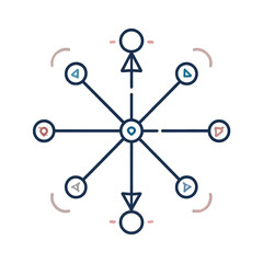 Simple Geometric Design with Radiating Lines Circles and Triangles against a White Background